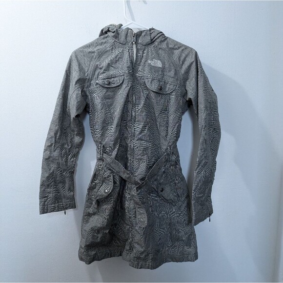 The North Face Womens HyVent Grey Checked Waterproof Long Coat Womens Xtra Small - Picture 1 of 16